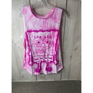 Nickelodeon Spongebob Pink Tie-Dye Sleeveless Tank Top M (7-9) Summer Beach